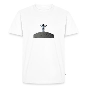 Astronaut figure on moon - explore universe - Men's Premium Organic T-Shirt - white - Front - Nico (187cm)