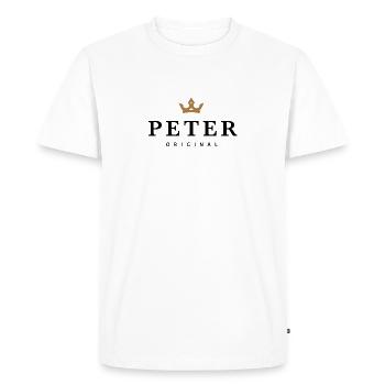 Peter - Men's Premium Organic T-Shirt - white - Front - Nico (187cm)