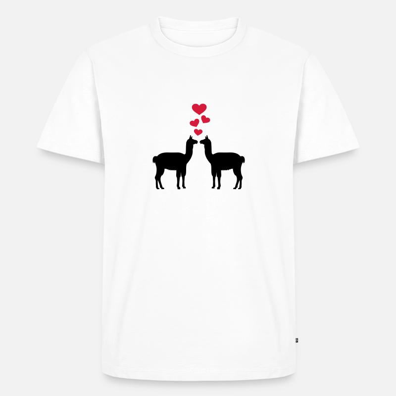 Lama - Männer Premium Bio T-Shirt - Weiß
