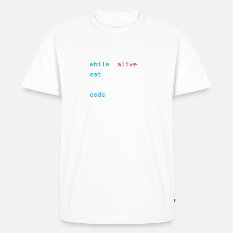 Eat Sleep Code | Programmierer Design - Männer Premium Bio T-Shirt - Weiß