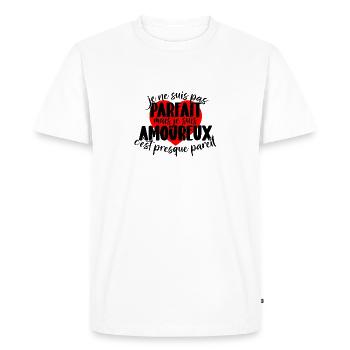 Je ne suis pas parfait mais je suis amoureux - T-shirt Premium bio Homme - blanc - Devant - Nico (187cm)