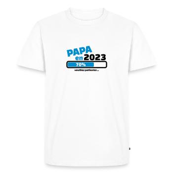 annonce grossesse papa en 2023 veuillez patienter - T-shirt Premium bio Homme - blanc - Devant - Nico (187cm)