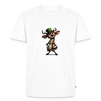 Deer Leprechaun St Patrick Irish Forest Animal - Men's Premium Organic T-Shirt - white - Front - Nico (187cm)