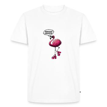 Bratitude Adjusted Flamingo Social Media Trend - Men's Premium Organic T-Shirt - white - Front - Nico (187cm)
