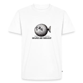 Inflated and Fabulous Pufferfish Humor Design - Men's Premium Organic T-Shirt - white - Front - Nico (187cm)