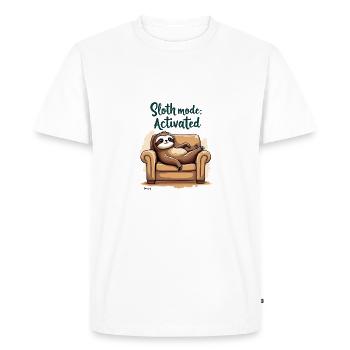 Sloth Mode Activated Funny Lazy Day - Men's Premium Organic T-Shirt - white - Front - Nico (187cm)