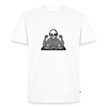 DJ Skull Face - Men's Premium Organic T-Shirt - white - Front - Nico (187cm)