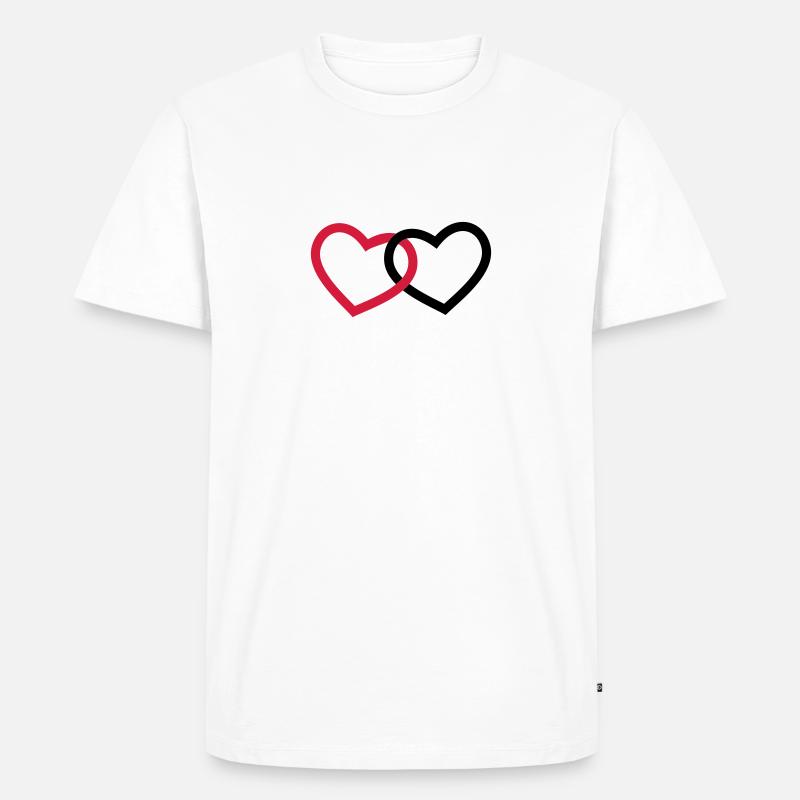 Herzen - Männer Premium Bio T-Shirt - Weiß