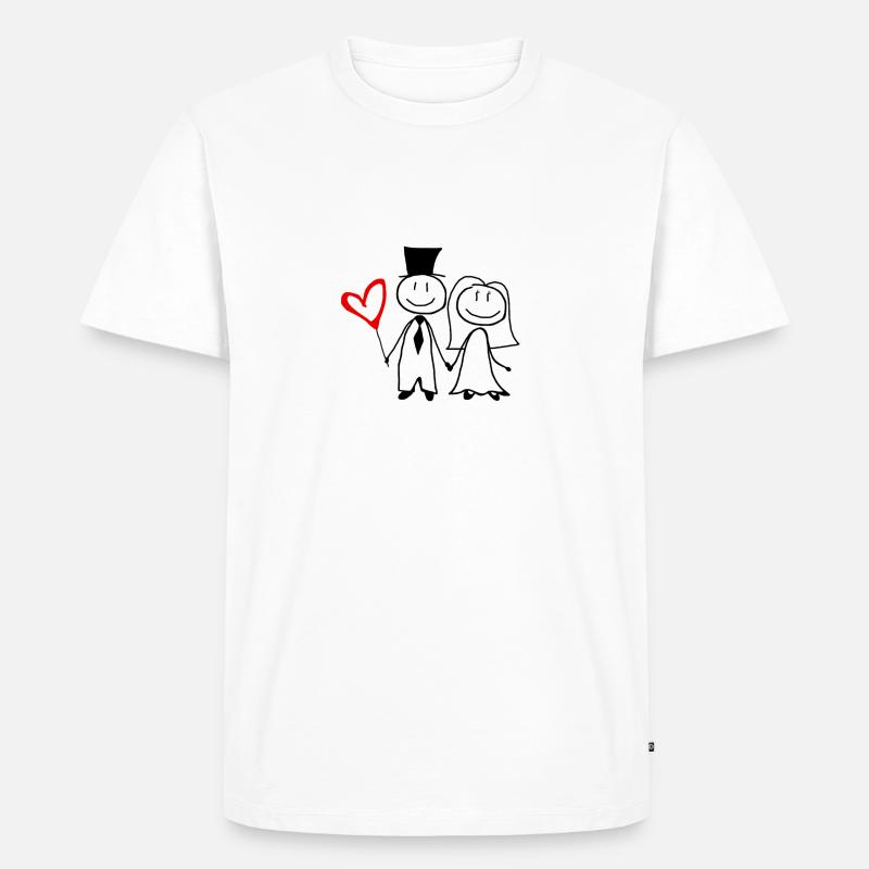 Hochzeitspärchen - Männer Premium Bio T-Shirt - Weiß