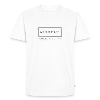MyBestPlace logo Noir - T-shirt Premium bio Homme - blanc - Devant - Nico (187cm)