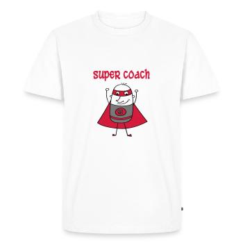 Super coach - Men's Premium Organic T-Shirt - white - Front - Nico (187cm)