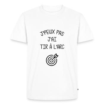 Tir A l'arc / Archer / Archère / Flèche / Sport - T-shirt Premium bio Homme - blanc - Devant - Nico (187cm)