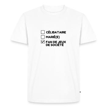 Board Game Brettspiel Jeu de Société Geek - Men's Premium Organic T-Shirt - white - Front - Nico (187cm)