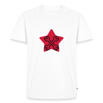 mécanique / mécanicien / mécano / garage - T-shirt Premium bio Homme - blanc - Devant - Nico (187cm)
