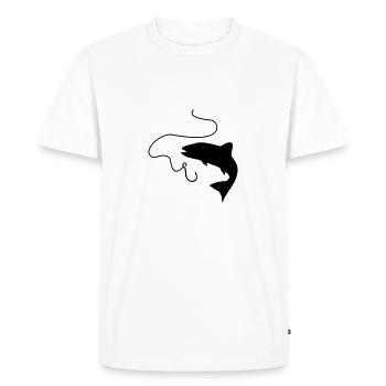 Fishing, fish and hook - Men's Premium Organic T-Shirt - white - Front - Nico (187cm)