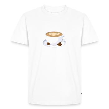 Café Café Café Café Capuccino - T-shirt Premium bio Homme - blanc - Devant - Nico (187cm)