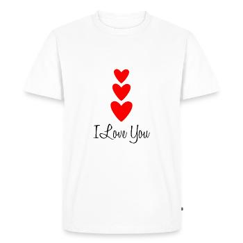 I LOVE YOU. CŒUR. CŒURS. HEART. BISOU. SMACK - T-shirt Premium bio Homme - blanc - Devant - Nico (187cm)