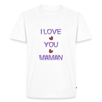 I LOVE. I LOVE YOU. MAMAN. FÊTE DES MÈRES. FÊTE - T-shirt Premium bio Homme - blanc - Devant - Nico (187cm)
