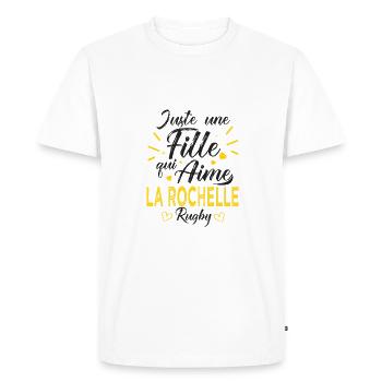 une fille aime la rochelle rugby club rochellais - T-shirt Premium bio Homme - blanc - Devant - Nico (187cm)