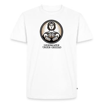 S’il vous plaît utilisez ceci - Stoic Goddess Brain Art - T-shirt Premium bio Homme - blanc - Devant - Nico (187cm)