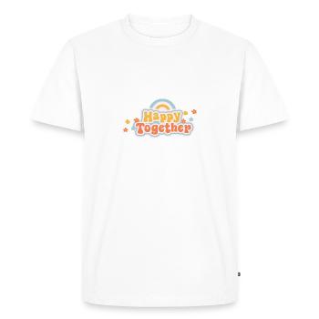 Jaune et Orange heureux ensemble - T-shirt Premium bio Homme - blanc - Devant - Nico (187cm)