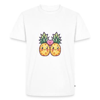 Ananas Couple Amour Coeur Drôle - T-shirt Premium bio Homme - blanc - Devant - Nico (187cm)