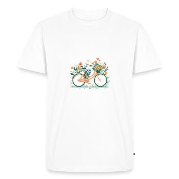 Sweet Adventure Flower Wheel Tour 9 - Men's Premium Organic T-Shirt - white - Front - Nico (187cm)