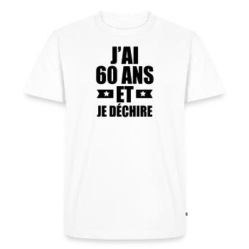 j'ai 60 ans et je déchire - T-shirt Premium bio Homme - blanc - Devant - Nico (187cm)