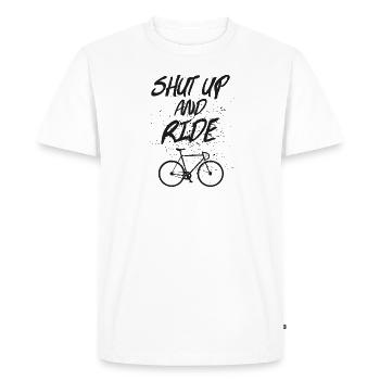 Shut Up And Ride - Men's Premium Organic T-Shirt - white - Front - Nico (187cm)