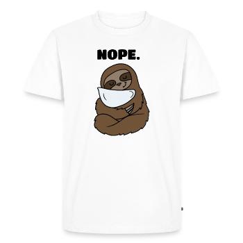 Funny Sloth, Nope, Sloth Lover - Men's Premium Organic T-Shirt - white - Front - Nico (187cm)