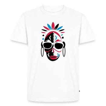 Un masque africain avec des lunettes de soleil - T-shirt Premium bio Homme - blanc - Devant - Nico (187cm)