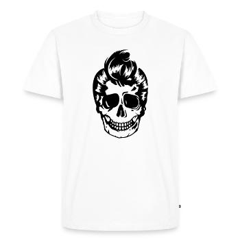 Crâne avec une coiffure de style rockabilly des années 50 - T-shirt Premium bio Homme - blanc - Devant - Nico (187cm)
