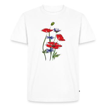 Coquelicots et bleuets en été - T-shirt Premium bio Homme - blanc - Devant - Nico (187cm)