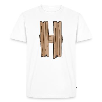 Lettre H Bois Lettre en bois - T-shirt Premium bio Homme - blanc - Devant - Nico (187cm)