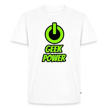 Geek power - T-shirt Premium bio Homme - blanc - Devant - Nico (187cm)