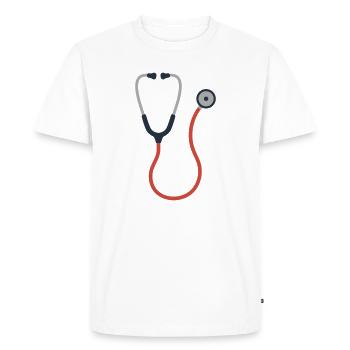 STÉTHOSCOPE MÉDECIN HÔPITAL - T-shirt Premium bio Homme - blanc - Devant - Nico (187cm)
