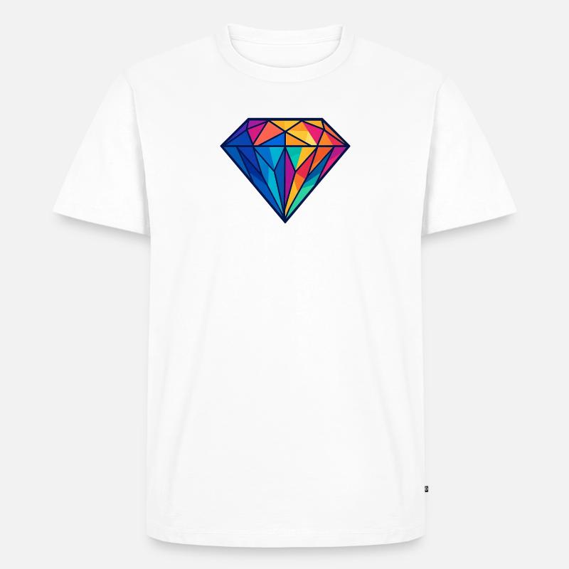 Geometrischer Diamant | Bunt / Regenbogen Design - Männer Premium Bio T-Shirt - Weiß