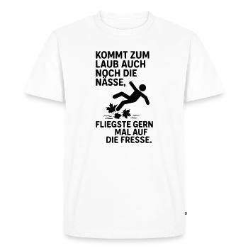 Feuilles humides Automne Dicton - T-shirt Premium bio Homme - blanc - Devant - Nico (187cm)
