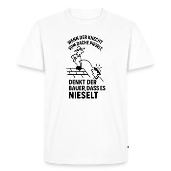 Fermier domestique, serviteur sur le toit, urine, drôle de phrase - T-shirt Premium bio Homme - blanc - Devant - Nico (187cm)