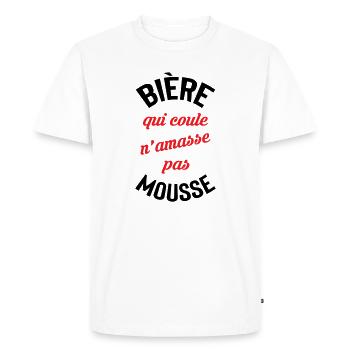 Bière qui roule n’amasse pas mousse - T-shirt Premium bio Homme - blanc - Devant - Nico (187cm)