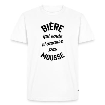 Bière qui roule n’amasse pas mousse - T-shirt Premium bio Homme - blanc - Devant - Nico (187cm)