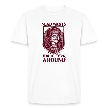Vlad veut que tu restes - T-shirt Premium bio Homme - blanc - Devant - Nico (187cm)