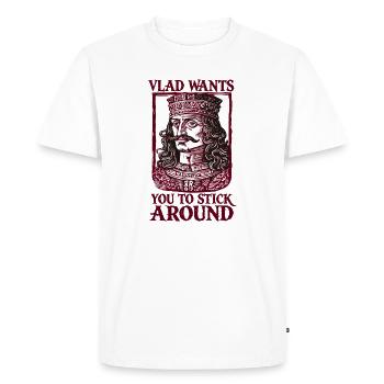 Vlad veut que tu restes - T-shirt Premium bio Homme - blanc - Devant - Nico (187cm)