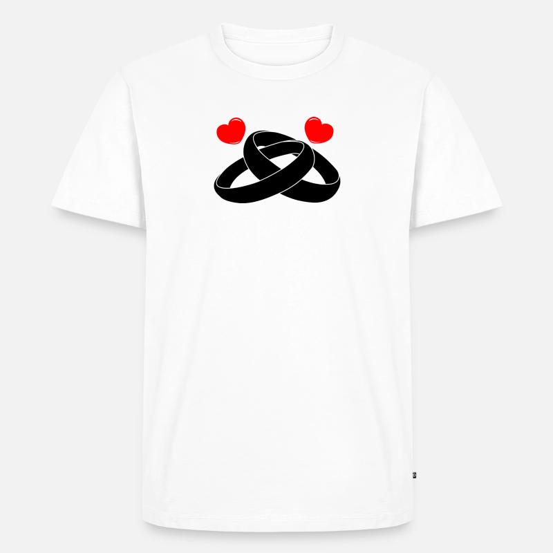 Eheringe mit Herzen - Männer Premium Bio T-Shirt - Weiß