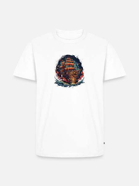 Piratenschiff 9 - Männer Premium Bio T-Shirt - Weiß