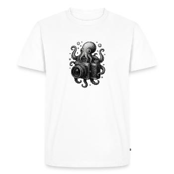 Octopus Camera - Men's Premium Organic T-Shirt - white - Front - Nico (187cm)