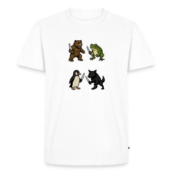 Ours Grenouille Pingouin Loup Combat Couteau Duel VS Animal - T-shirt Premium bio Homme - blanc - Devant - Nico (187cm)