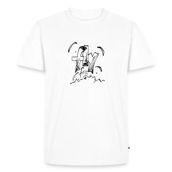 fly free - Men's Premium Organic T-Shirt - white - Front - Nico (187cm)
