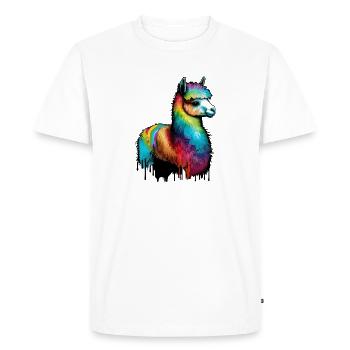 Alpaca Llama Rain Drops - Men's Premium Organic T-Shirt - white - Front - Nico (187cm)