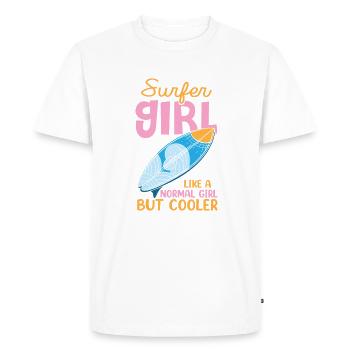 Surfer Girl Drôle de Surf - T-shirt Premium bio Homme - blanc - Devant - Nico (187cm)